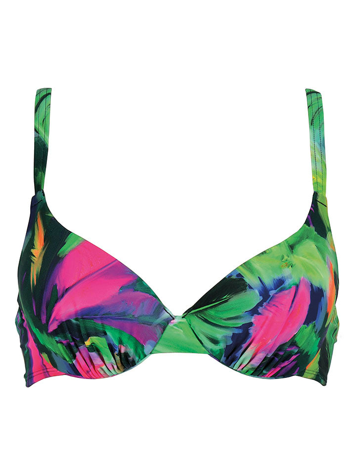 Bikini-Oberteil in Grün/ Pink