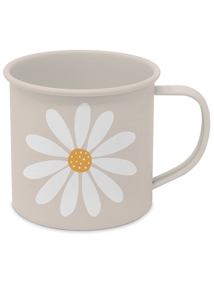 Kubek jumbo "Happy Flower" w kolorze beżowym - 400 ml