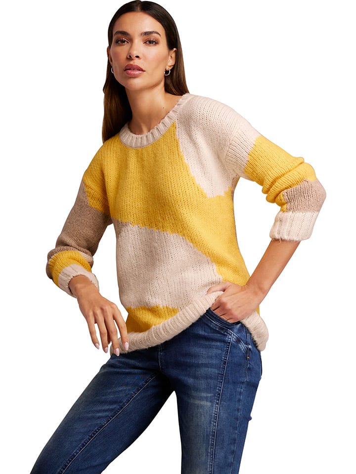 Pullover in Beige/ Gelb