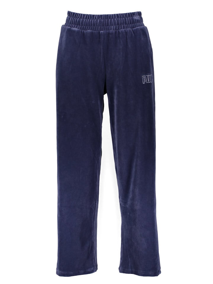 Spodnie dresowe "Essentials Plus Velour" w kolorze granatowym