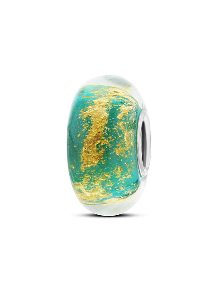 Zilveren bead met muranoglas
