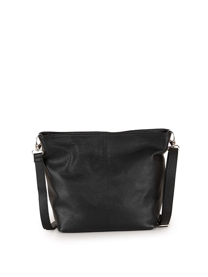 Leren schoudertas "Trapani" zwart - (B)33 x (H)25 x (D)14 cm