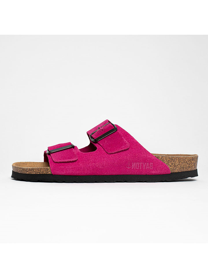 Leder-Pantoletten "Atlas" in Fuchsia