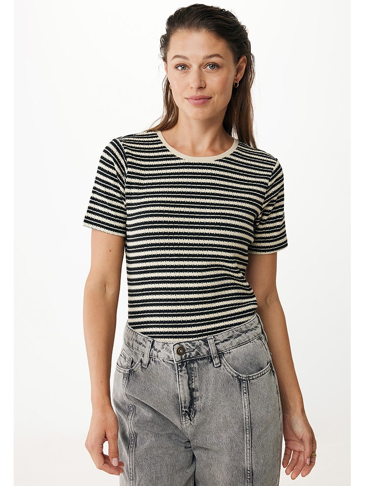 Shirt in Schwarz/ Beige