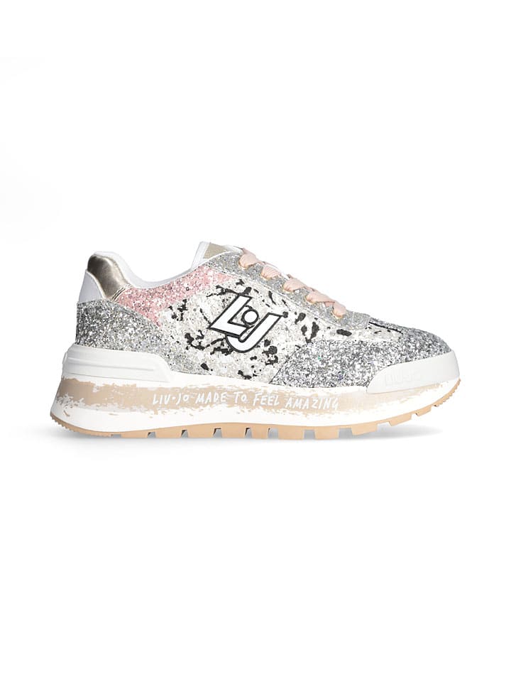 Sneakersy w kolorze srebrno-jasnoróżowo-czarnym
