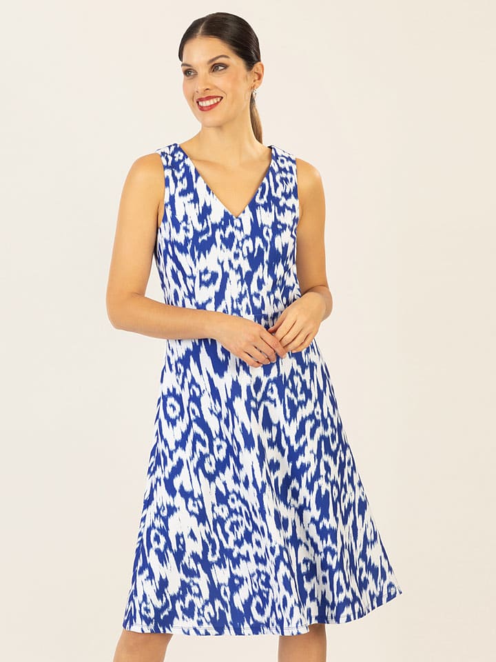 Jurk blauw/wit
