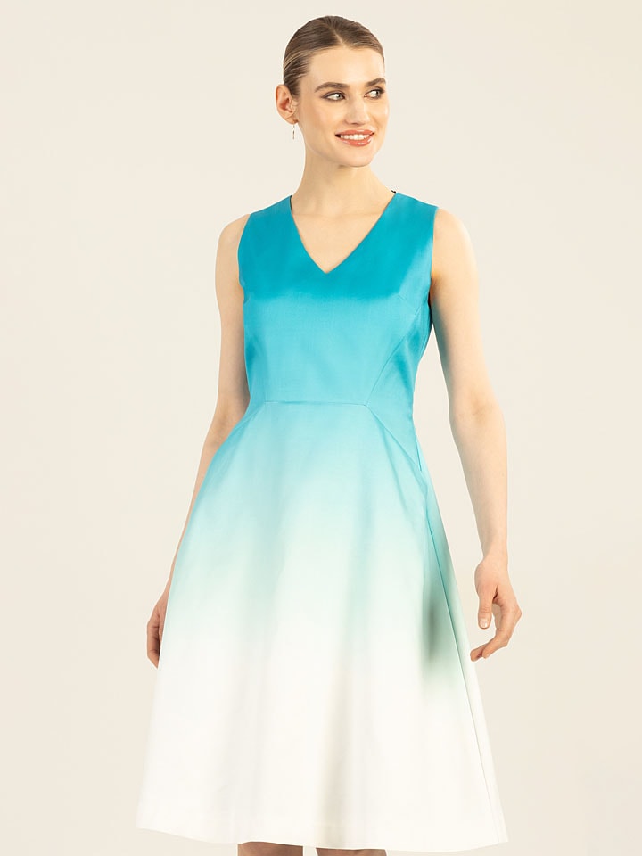 Kleid in Türkis/ Weiß