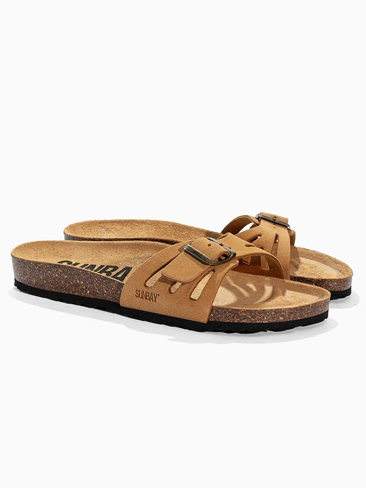 Leren slippers "Freezia" lichtbruin