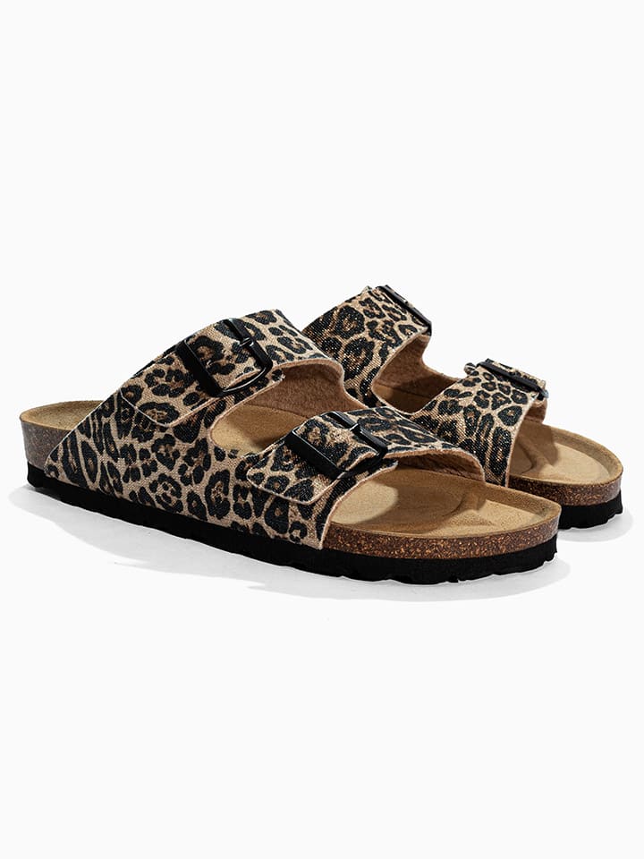 Pantoletten "Trefle" in Braun/ Beige