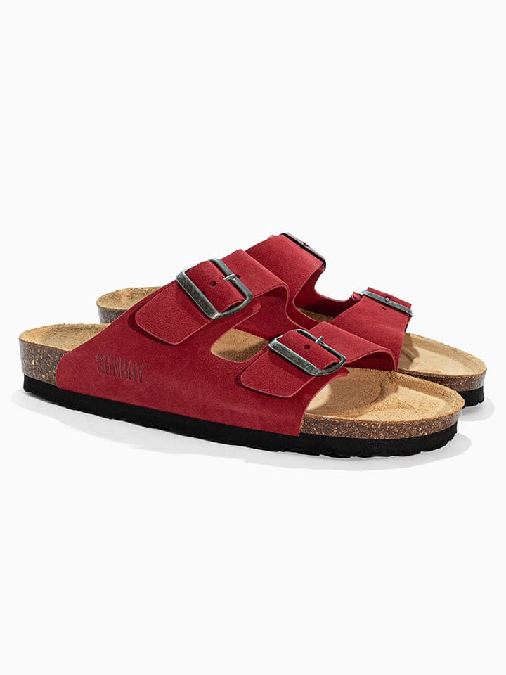 Leder-Pantoletten "Trefle" in Rot