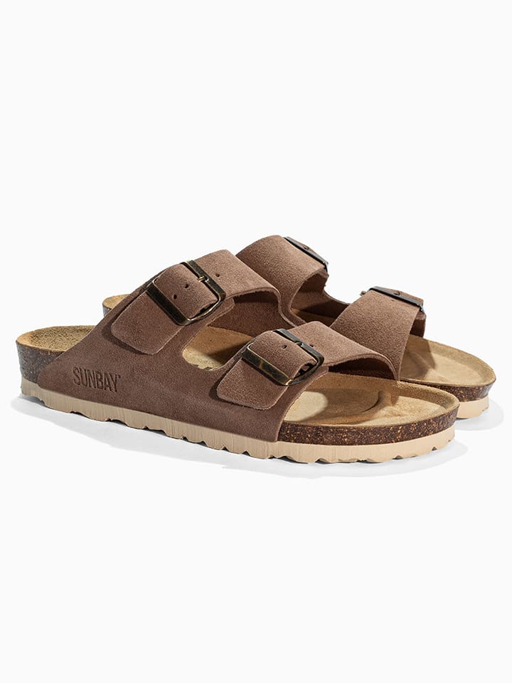 Leren slippers "Trefle" bruin