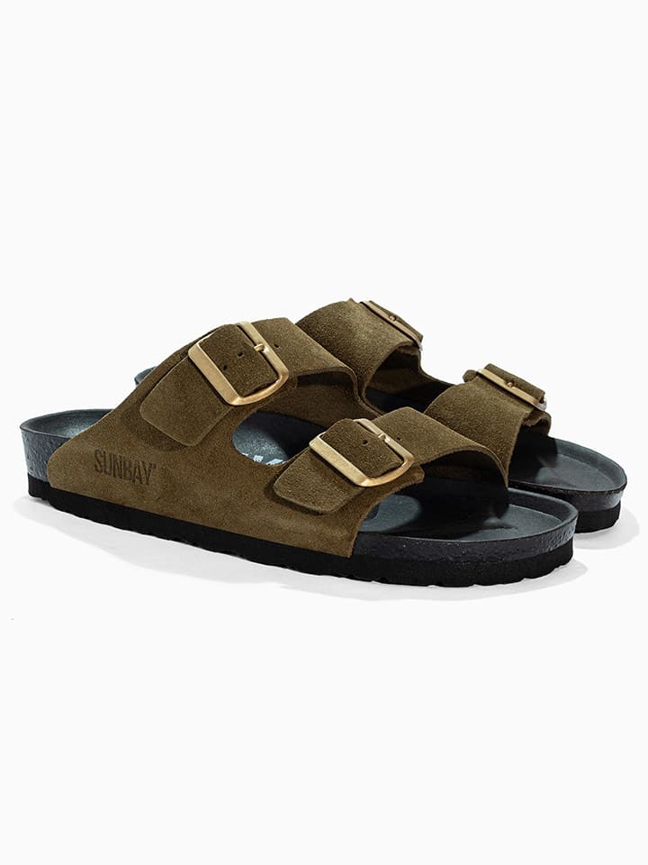 Leren slippers "Trefle" bruin