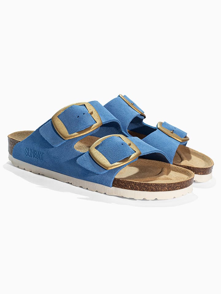 Leren slippers "Calen" blauw