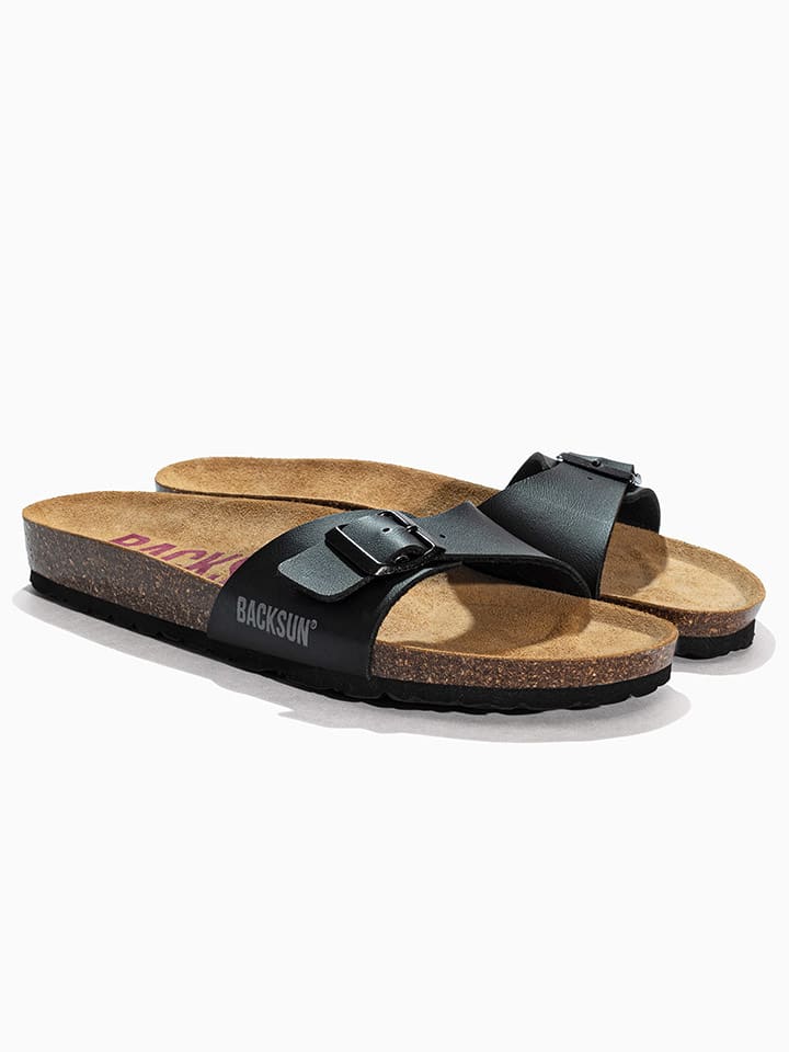 Leren slippers "Paris" zwart