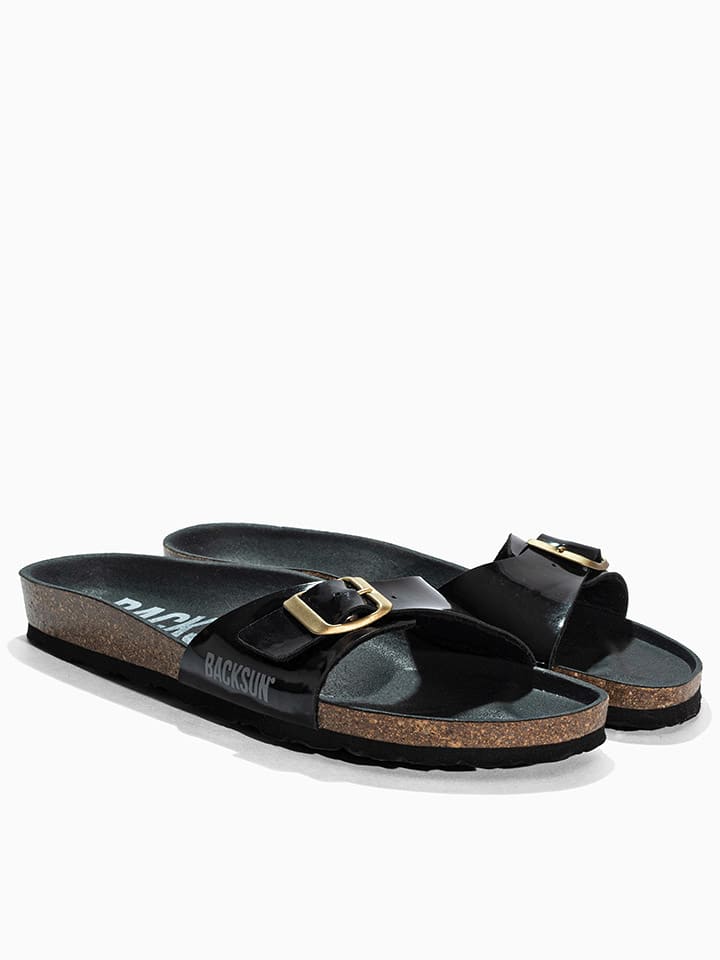 Leren slippers "Paris" zwart