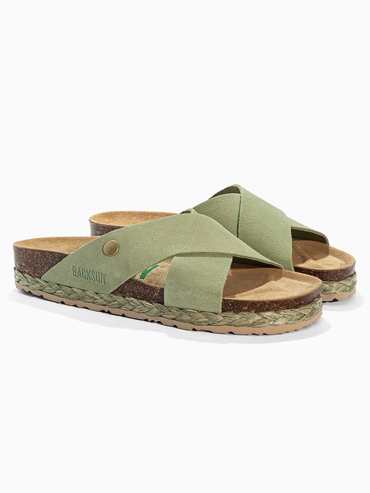 Leren slippers "Lauren" groen