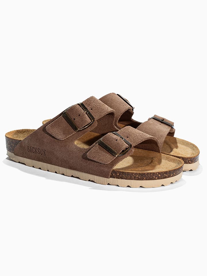 Leren slippers "Bali" lichtbruin