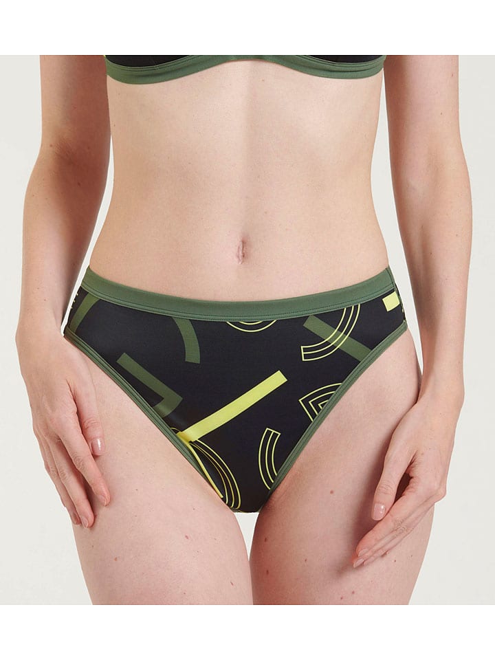Bikini-Hose in Grün/ Schwarz