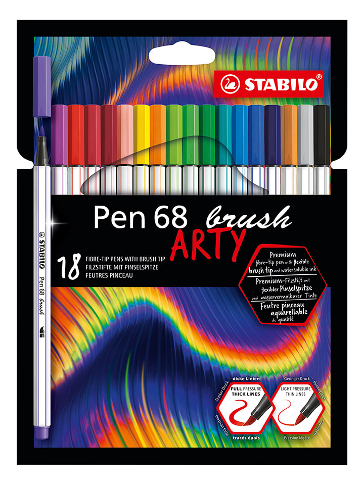 Premium-Filzstifte "STABILO Pen 68 brush - ARTY" - 18 Stück