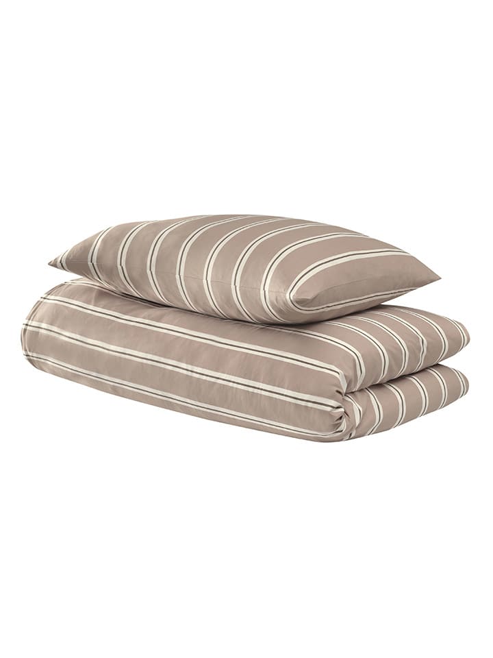 Renforcé beddengoedset "Colorado" taupe/wit