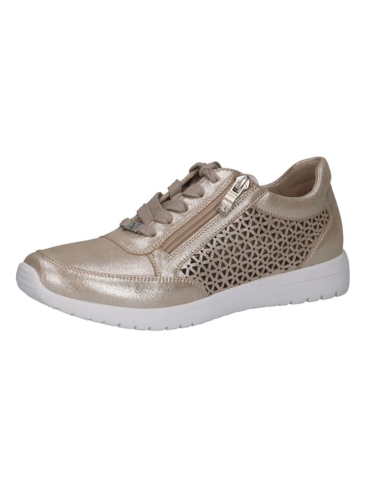 Leder-Sneakers in Gold