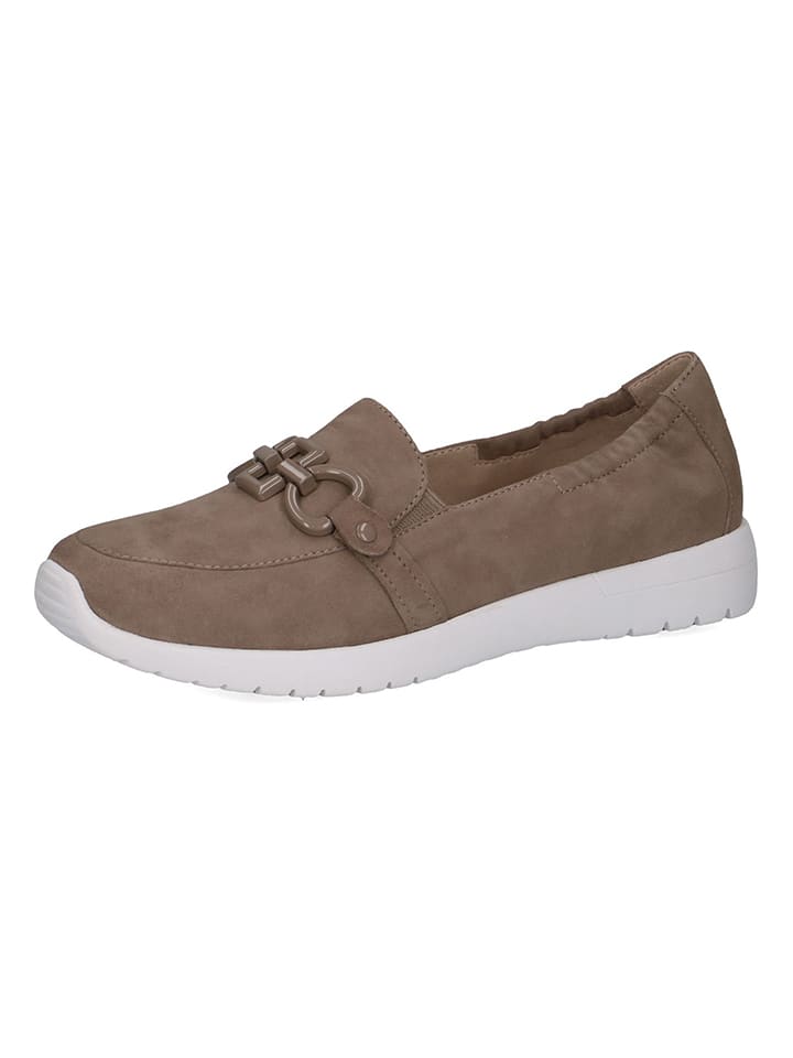 Leren instappers taupe