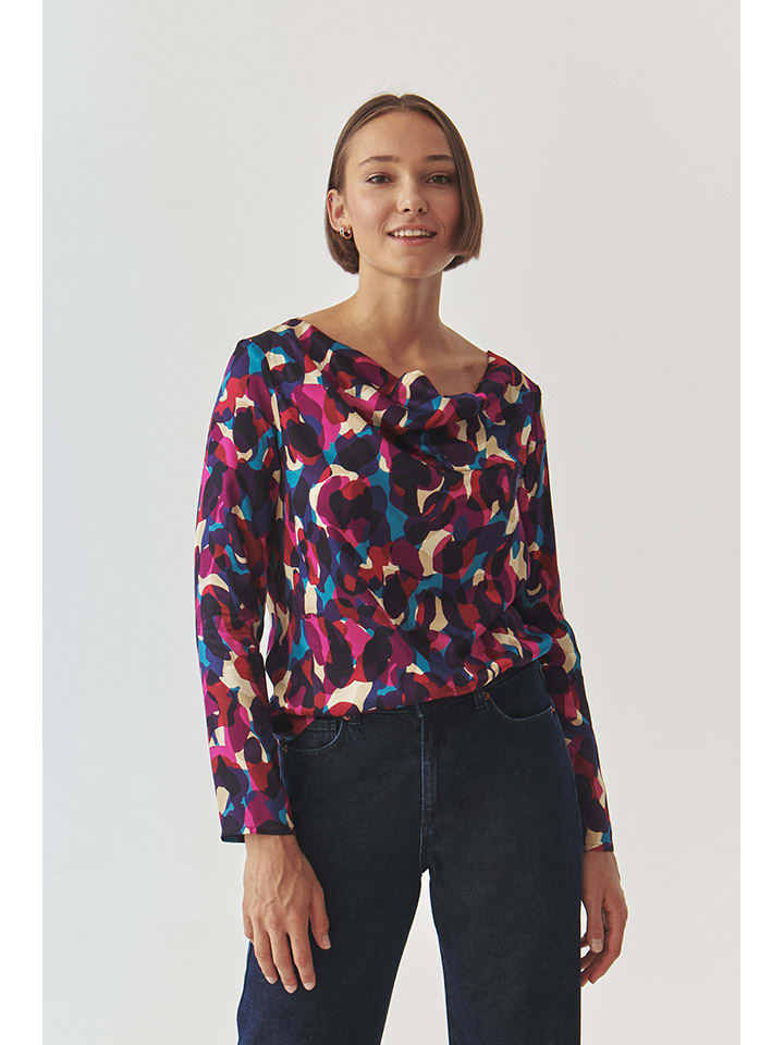 Blouse donkerblauw/roze/blauw