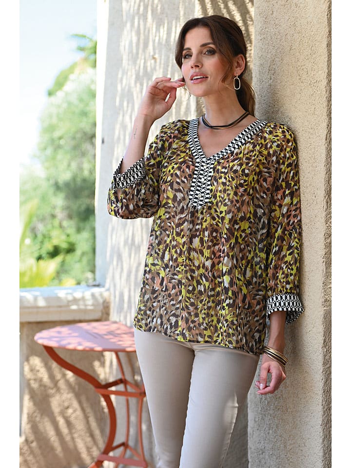 Bluse "Saki" in Braun/ Gelb