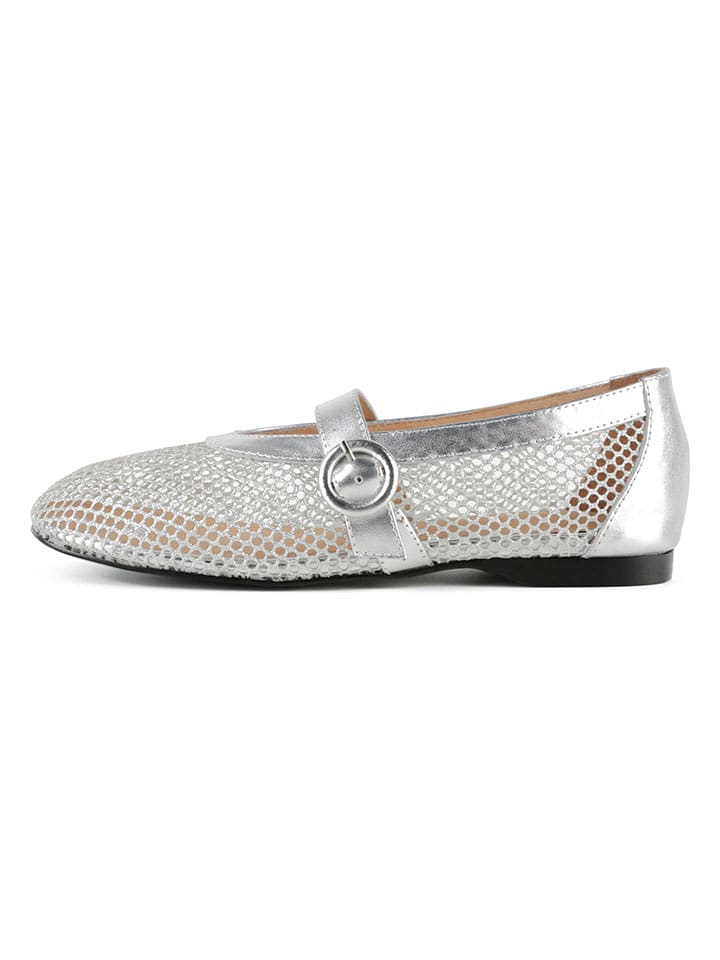 Leder-Ballerinas in Silber