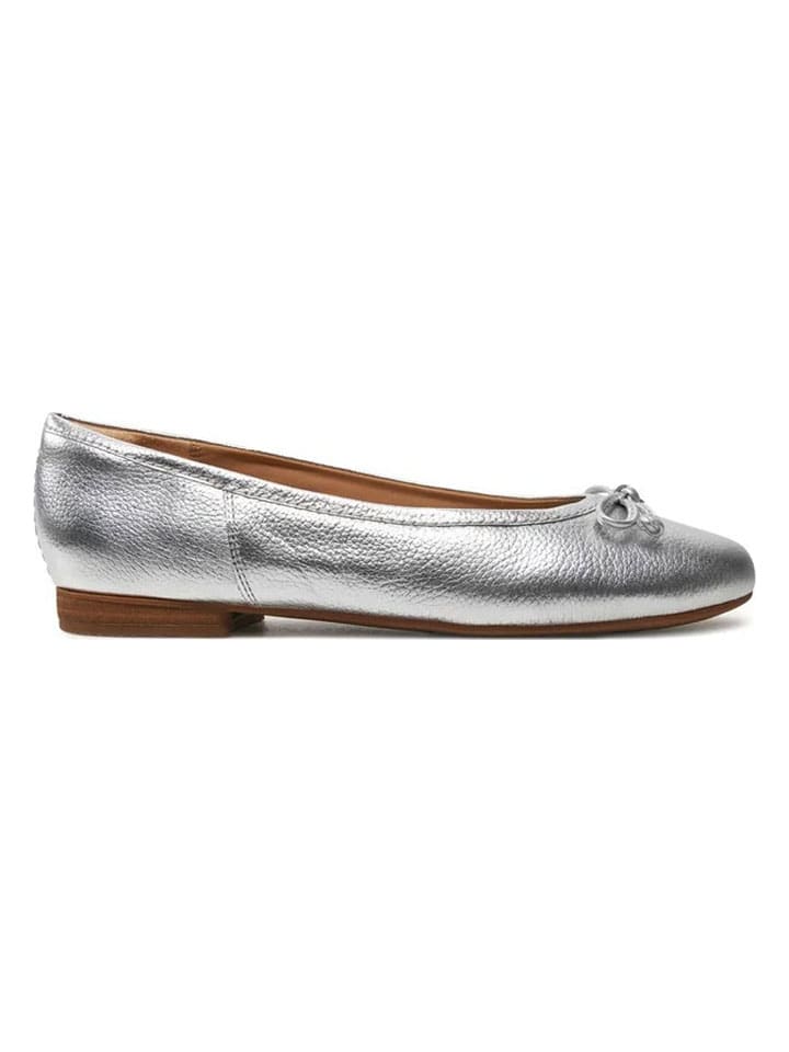 Leren ballerina's "Fawna" zilverkleurig