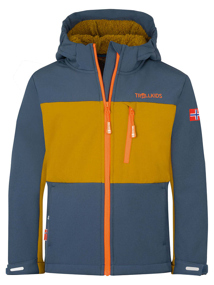 Softshelljacke "Bergsfjord" in Blau/ Hellbraun