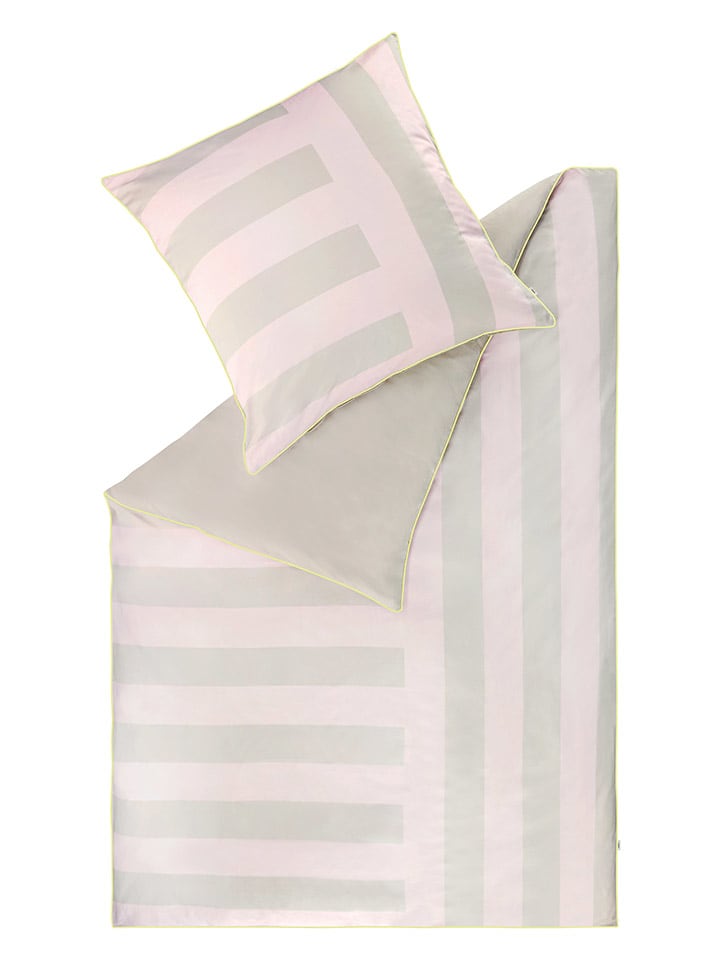 Renforcé-Bettwäsche-Set "Greta" in Rosa/ Beige