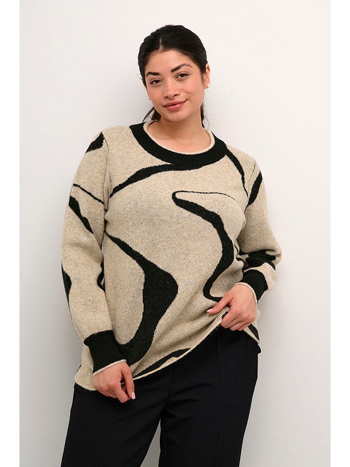 Sweter w kolorze beżowo-czarnym