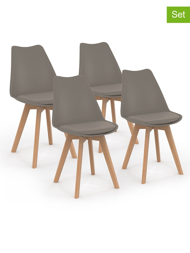 4er-Set: Stühle "Nordia" in Beige/ Hellbraun - (B)51 x (H)79,5 x (T)46 cm