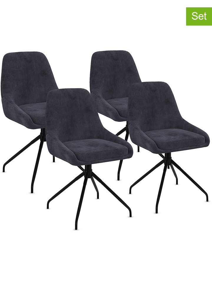 4-delige set: stoelen "Olivia" antraciet/zwart - (B)54 x (H)79 x (D)47,5 cm