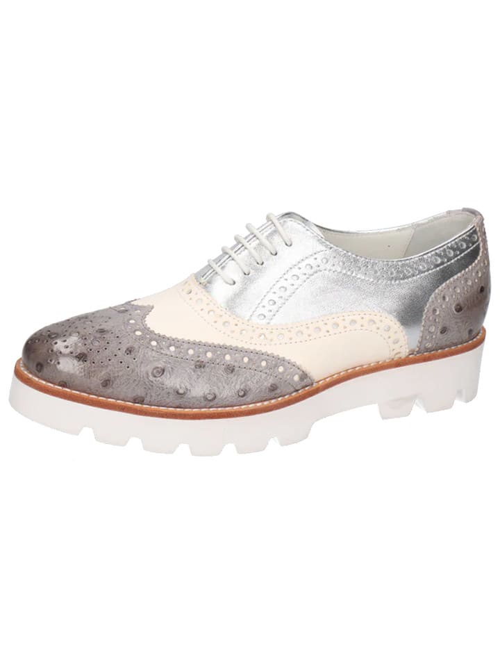 Leren veterschoenen "Molly 2" grijs/zilverkleurig/beige