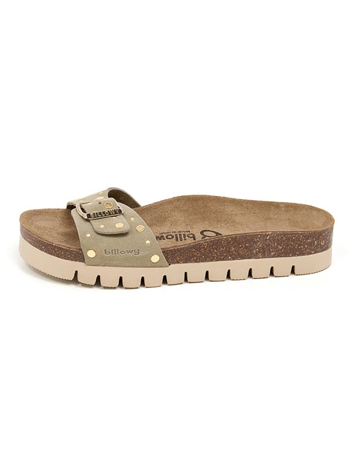 Leder-Pantoletten in Beige