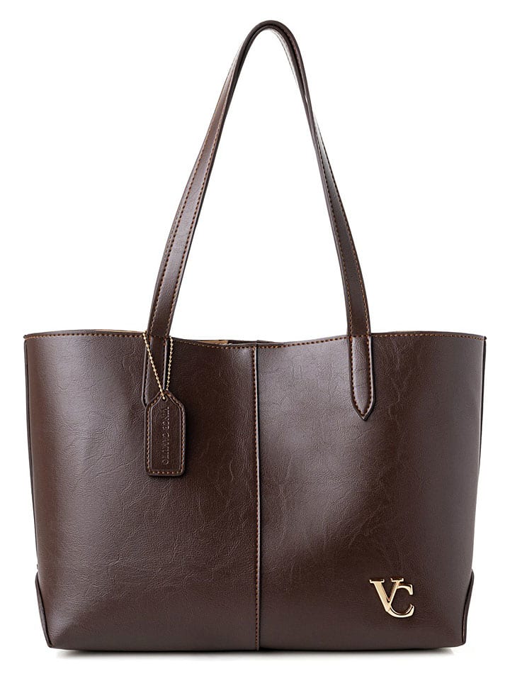Shopper bag "Savona" w kolorze brązowym - 38 x 27,5 x 14 cm