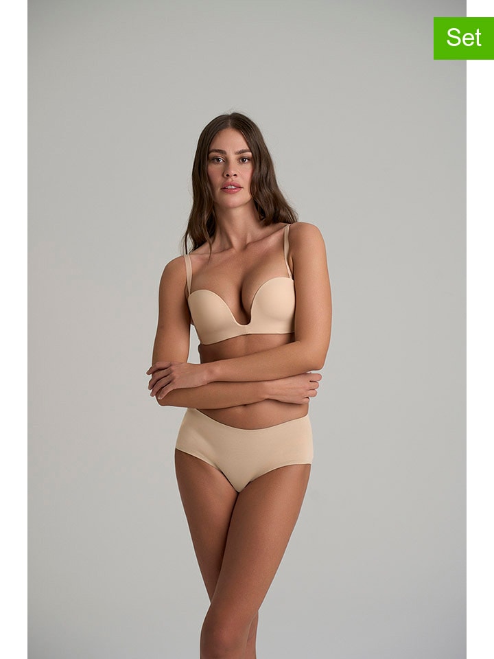 2er-Set: Slips in Beige/ Schwarz