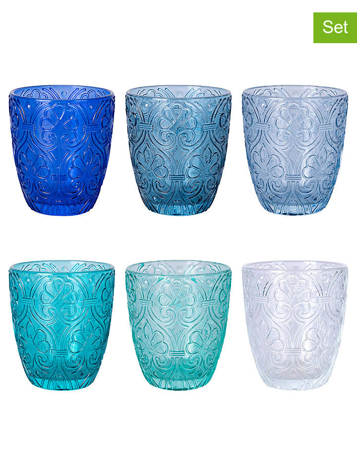 6er-Set: Gläser "Granada" in Blau/ Transparent - 300 ml
