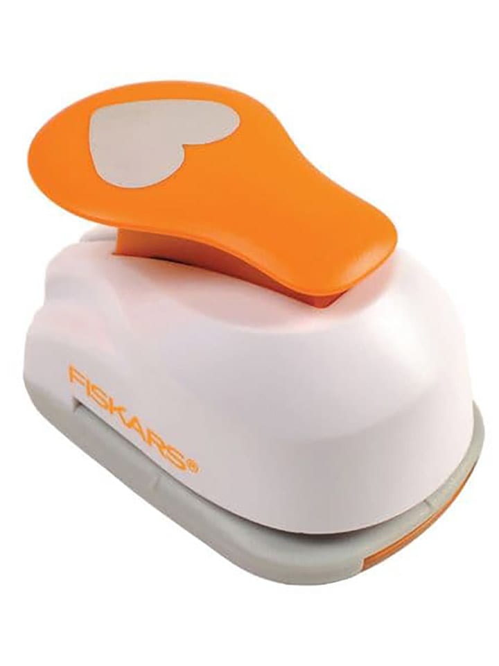 Hebelstanzer ''Herz'' in Weiß/ Orange - (B)5 x (H)15 x (T)9 cm