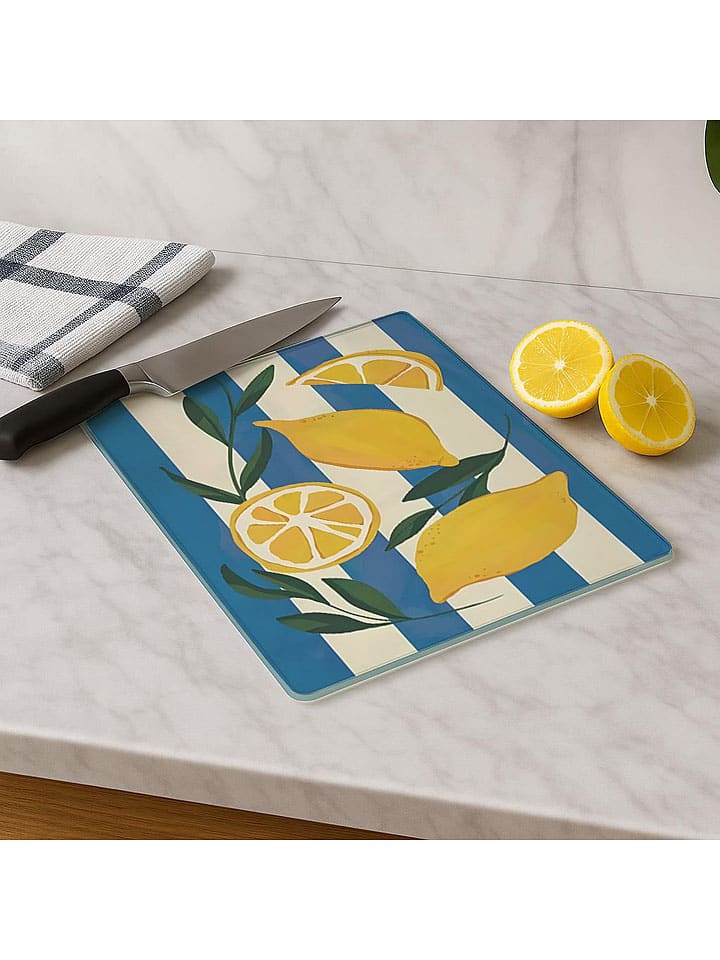 Deska w kolorze żółto-niebieskim do krojenia - 30 x 20 cm