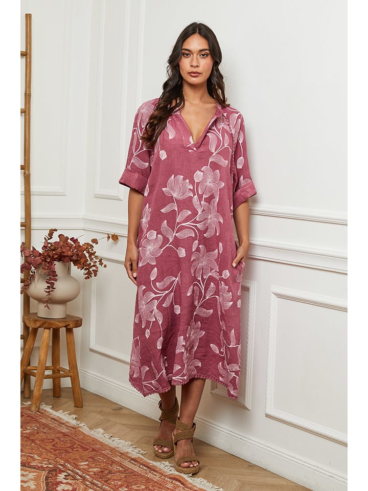 Leinen-Kleid in Pink