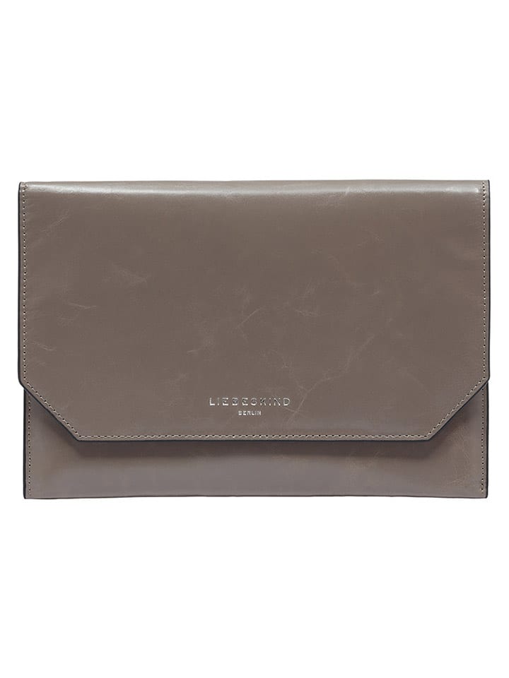 Leder-Geldbörse "Pouch M" in Taupe - (B)23 x (H)16 x (T)1 cm