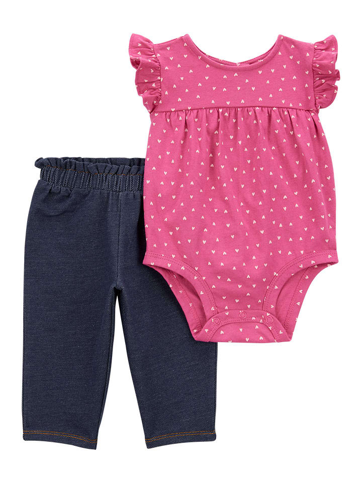 2-delige outfit roze/donkerblauw