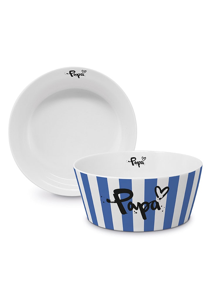 Miska "Formart Papa" w kolorze biało-niebieskim - Ø 15 cm
