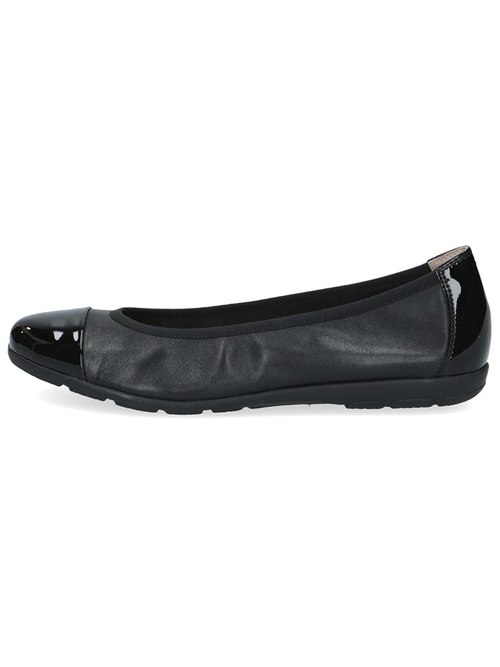 Leder-Ballerinas in Schwarz