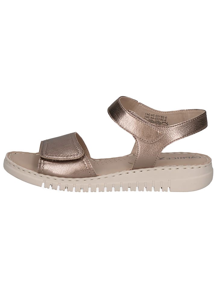 Leder-Keilsandaletten in Taupe