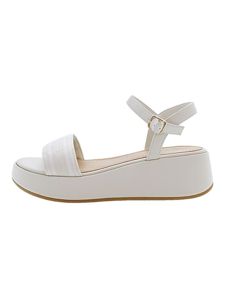 Keilsandaletten "Glory" in Creme