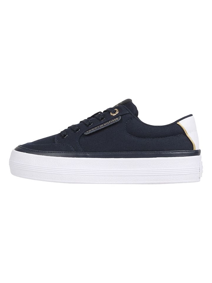 Skórzane sneakersy w kolorze granatowym